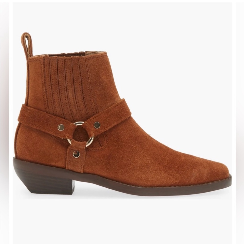 Madewell Suede Ankle Booties in Cognac Brown